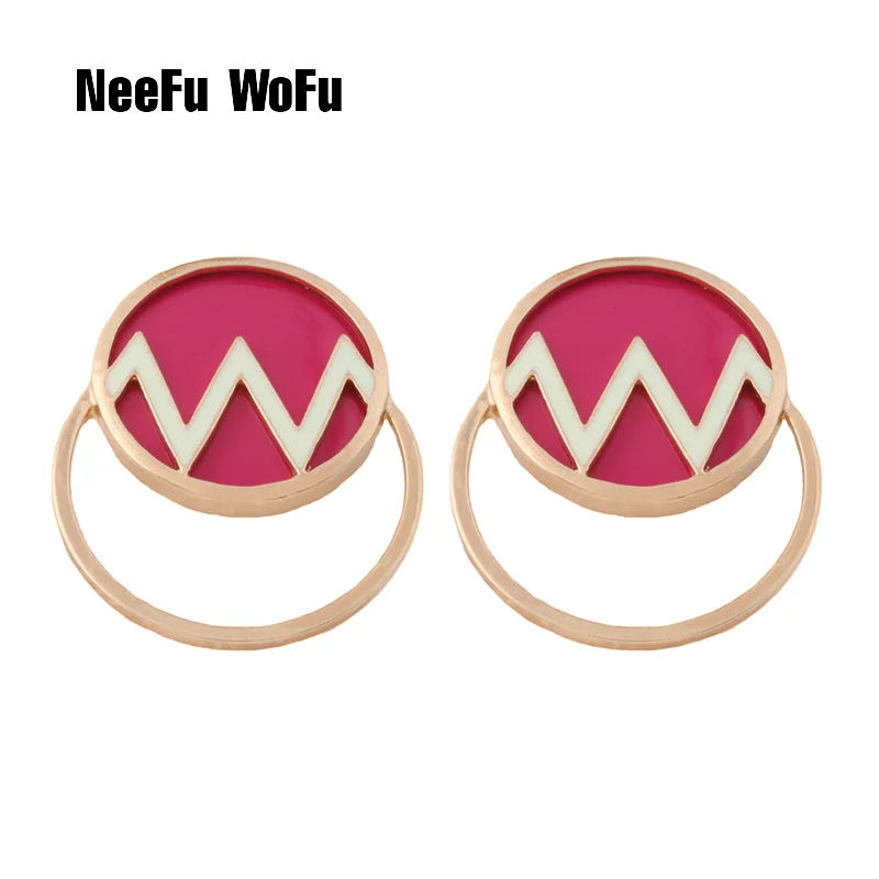 

NeeFu WoFu 2019 Leather Earring Dripping oil round Big Earrings Woman Alloy charm Large Brinco Ear Oorbellen Christmas Multicolo
