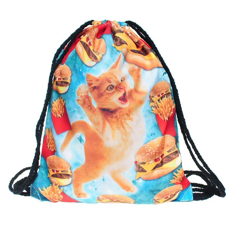 Космические кошки 3D печать мини рюкзак женские сумки модная сумка на шнурке mochila feminina дорожная сумка рюкзаки sac a dos - Цвет: bpa28292