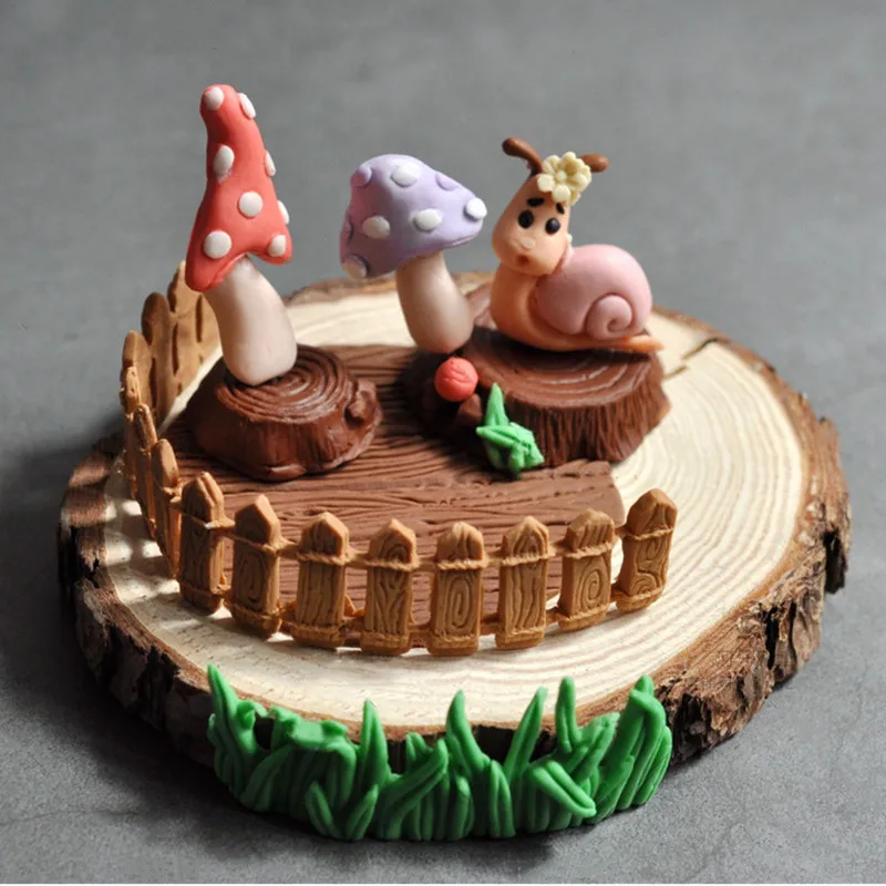 

Mushroom grass fence silicone mold DIY fondant cake mold chocolate fudge tool baking utensils
