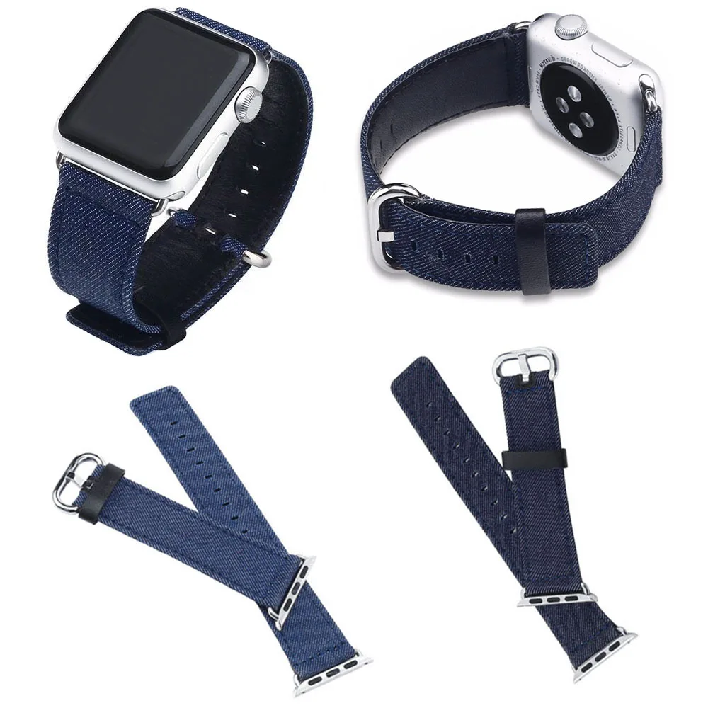 

Blue Denim Jean Watch Band for Apple Watch Series 5 4 3 2 1 Strap for iWatch Wristbands Cowboy Fabric Bracelet 42/44mm 38/40mm