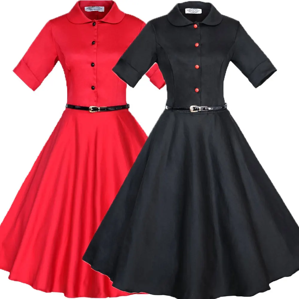 

free shipping Autumn Winter Audrey' Hepburn Style 1950s 60s Vintage Retro Rockabilly Pinup 50s Swing Wedding Party Dresses s-2xl