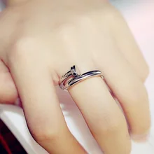 New Fashion Vintage Nail Couple Rings Crystal Pave Adjustable Titanium for Women Jewelry birthday party gift