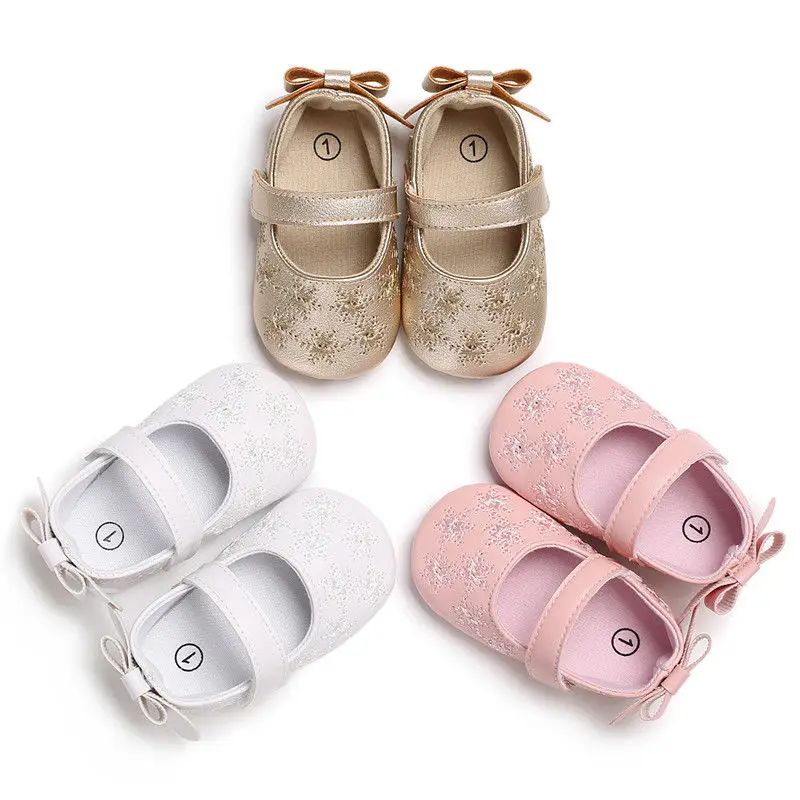 

2018 Newborn Infant Baby Girls Floral Pattern Crib Prewalker First Walker Shoes Soft Sole Anti-slip Sneaker
