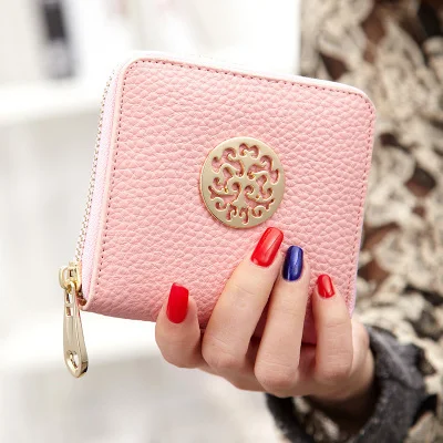Хит, Модный женский кошелек из искусственной кожи, женский короткий кошелек, женский кошелек, известный бренд, кошелек для женщин, кошелек для монет, держатель для карт - Цвет: Розовый