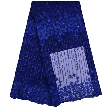 

Beaded Lace Embroidered Mesh Fabric African Net Lace Fabric High Quality African French Tulle Lace Fabric 5 Yards A1139