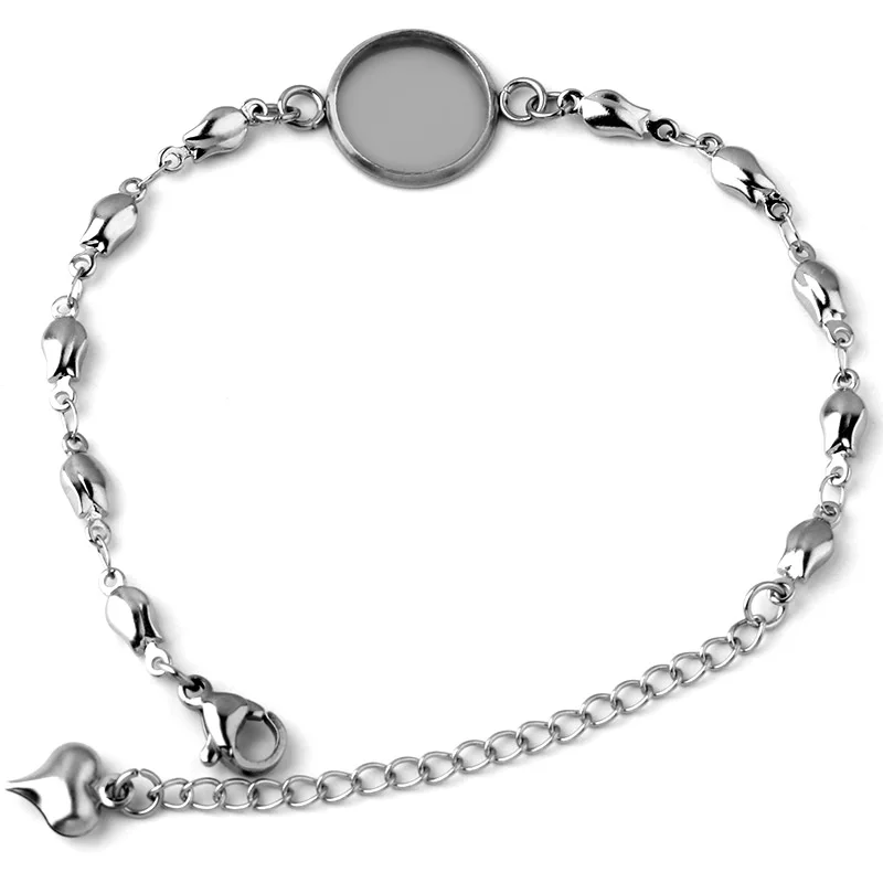 

2pcs 2018 New Listing Pure Stainless Steel Flower Inside 12MM/14MM/16MM/18MM/20MM Bracelet Tray Accessories