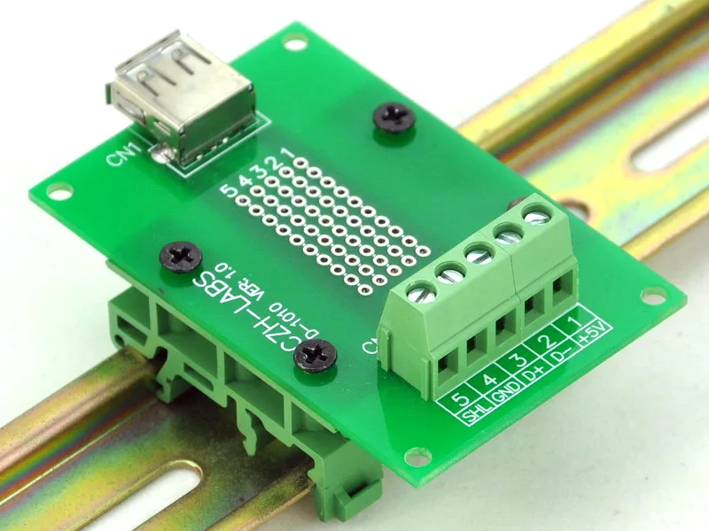 Terminal Block Connector. USB Type A Female Right Angle Jack Breakout Board