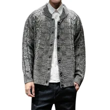 Свитера мужские свитера толстые Топы Кардиган однотонный повседневный мужской шерстяной свитер зимняя мужская одежда Мужская Уличная одежда размера плюс теплая однотонная