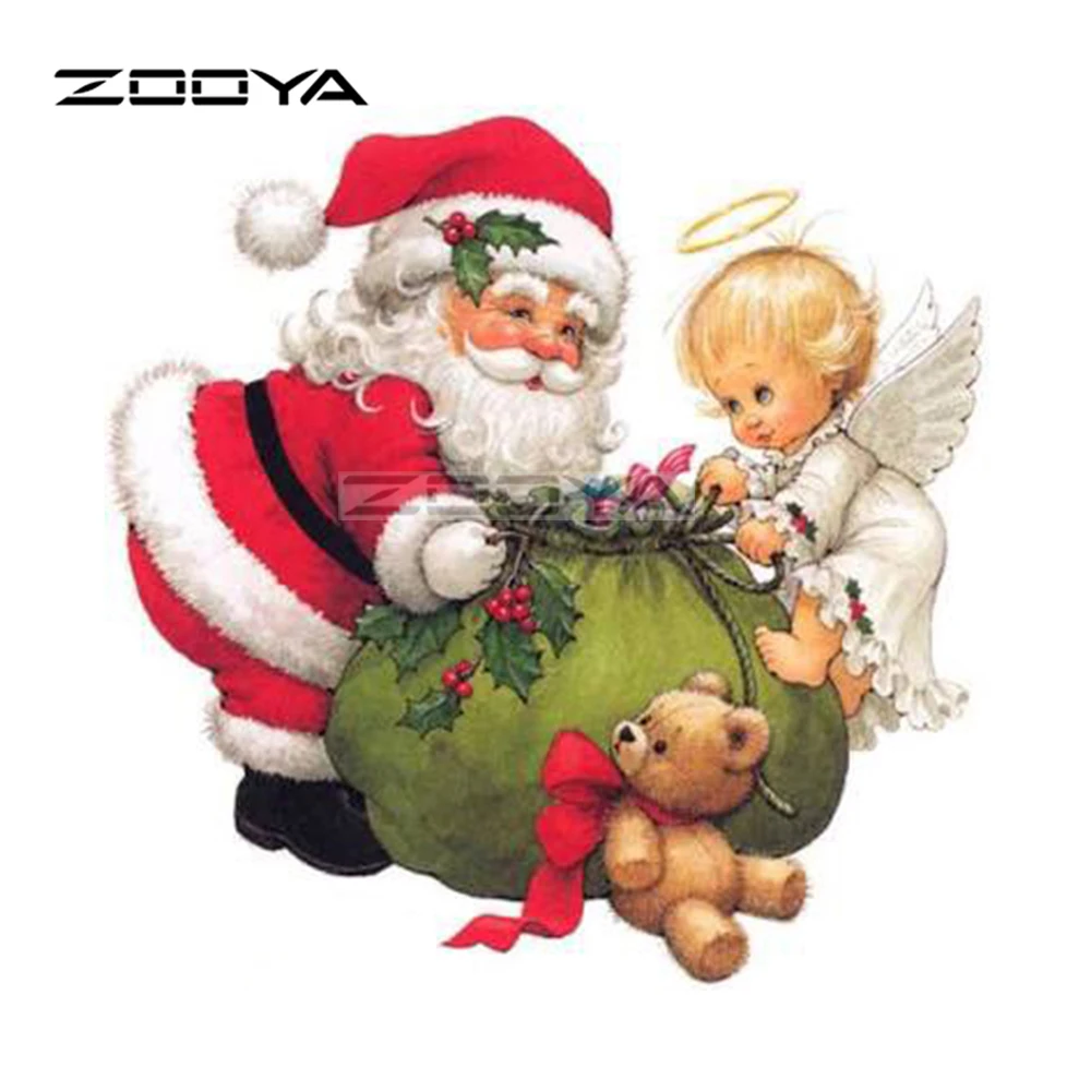

ZOOYA Diamond Painting Diamond Embroidery 5D Embroidered Diamond Mosaic Pattern Diamond Santa Claus Angel Christmas Gift R3003
