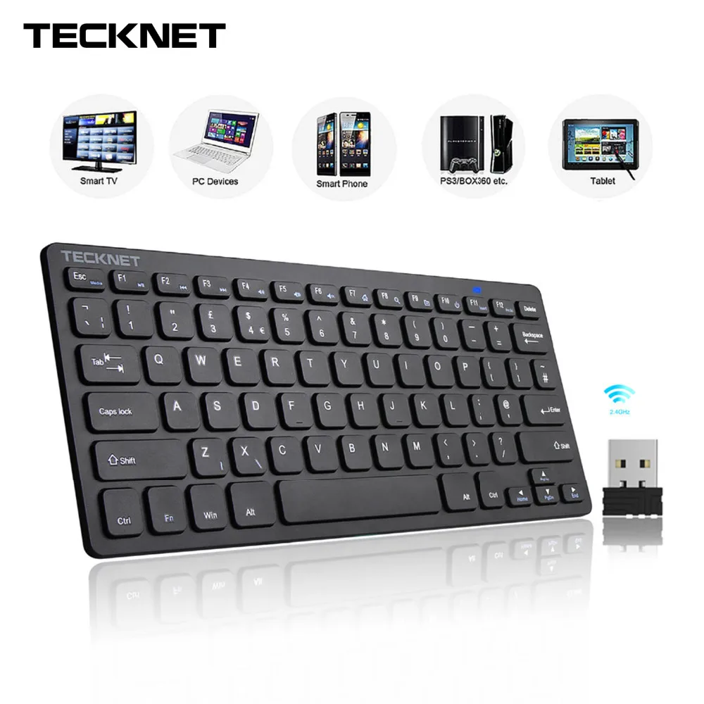 

TeckNet 2.4Ghz Mini Wireless Keyboard for Windows Android Smart TV UK Keyboard Layout Quiet Keyboard with USB Nano Receiver