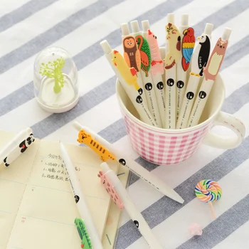 

6 Pcs Kawaii Cartoon Animal Gel Pen 0.5mm Roller Ball Pens for Writing Signature Panda Tiger Bird Cat Stationery School Supplies