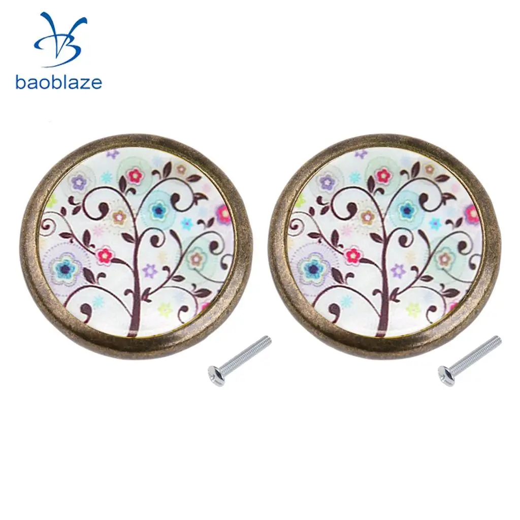 2PCS Zinc Alloy Tree Pattern Cabinet Drawer Pull Cupboard Wardrobe Knob Handle for Home Kids Bedroom Decor