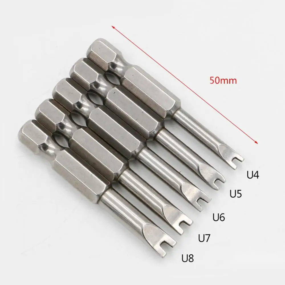2/3/4/5 шт. 50 мм Набор бит для отвертка квадратный Y U Треугольники Магнитная отвертка Набор бит 1/" Шестигранным хвостовиком многофункциональный инструмент - Цвет: 5Pcs U