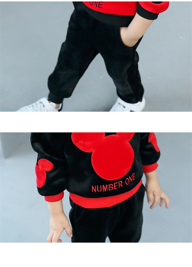 Весенне-осенние детские спортивные костюмы из 2 предметов г., модные толстовки с Микки-Маусом для маленьких мальчиков и девочек спортивный костюм комплект детской одежды для детей