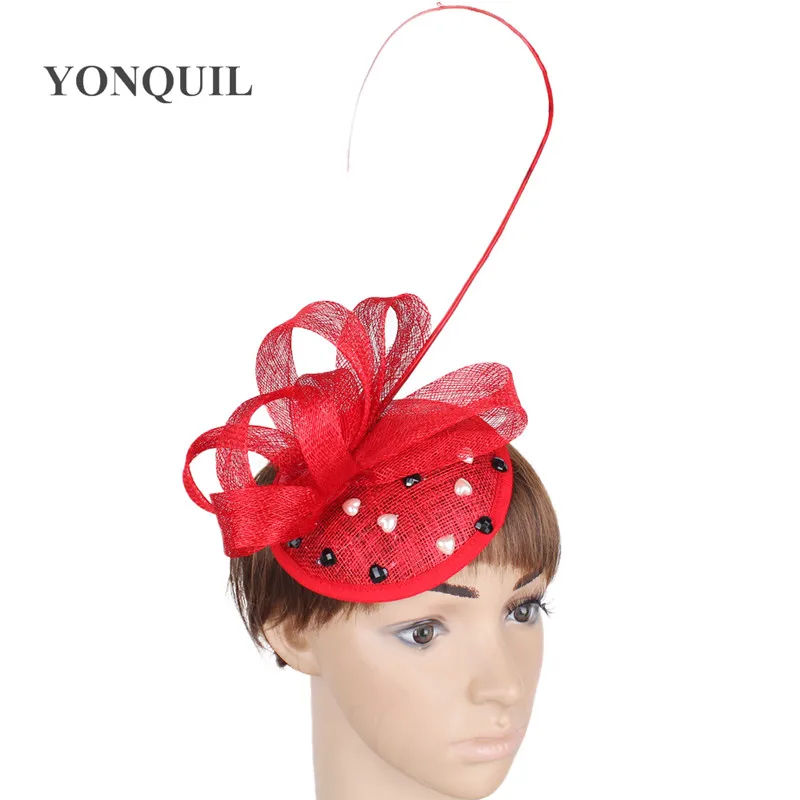 

Elegant Women Wedding Fascinator Sinamay Millinery Hats Ladies Feather Headwear Occasion Church Headpiece Hair Accessories