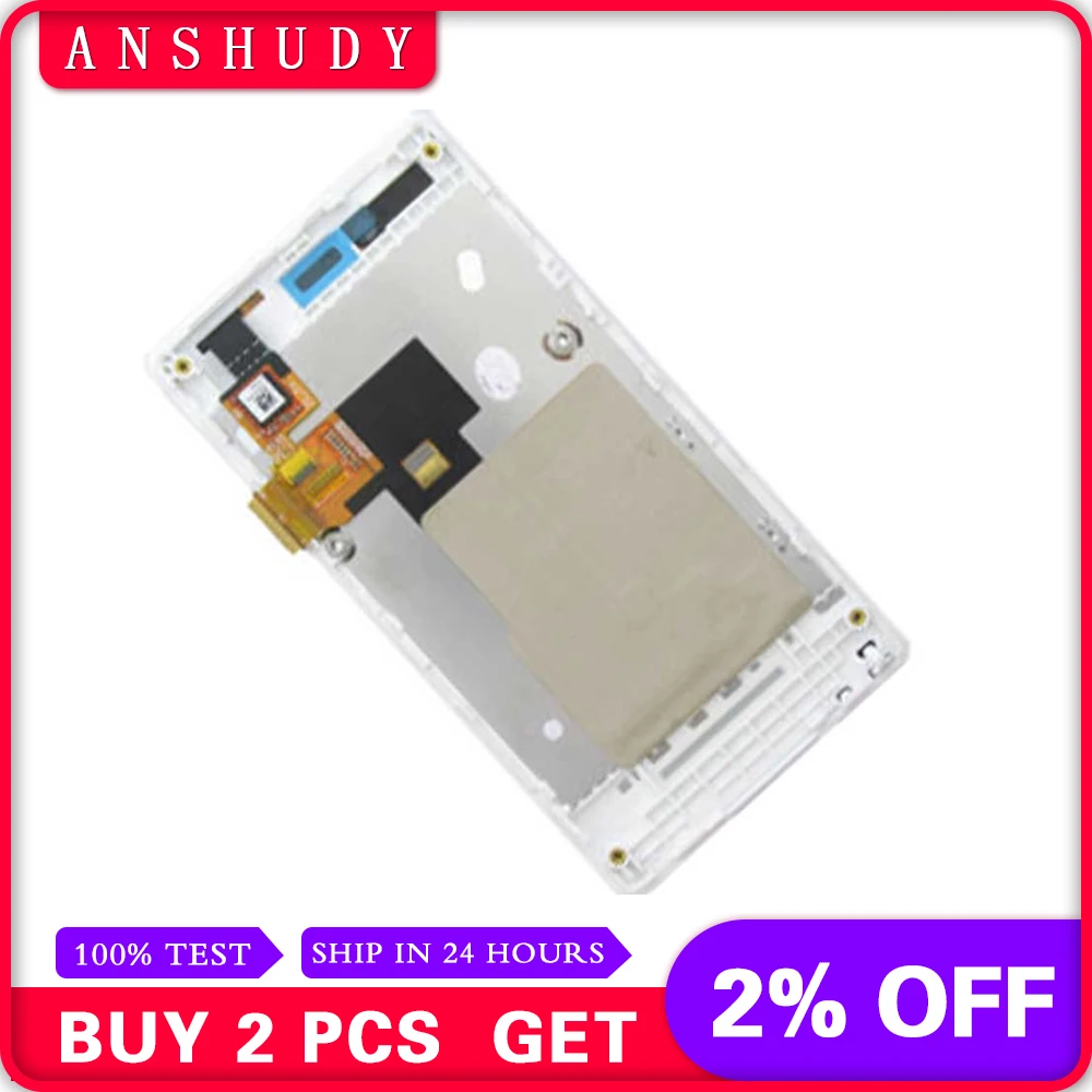 

For Sony Xperia Miro ST23 ST23i ST23 Full LCD Display Panel Module + white Touch Screen Digitizer Sensor Assembly Frame