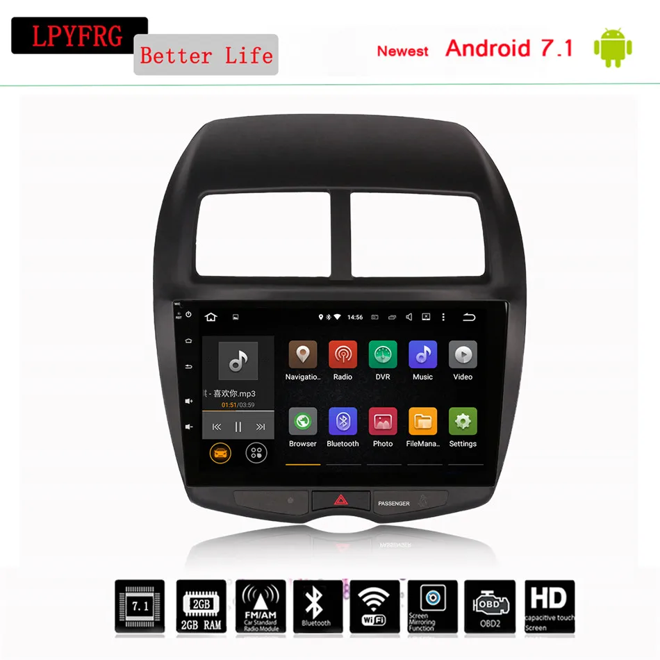 Discount 10.1" Octa Core Android 9.0 4+64G For Mitsubishi ASX Car DVD Player GPS Navigation Radio Audio BT Steering Wheel control Wifi 4G 3