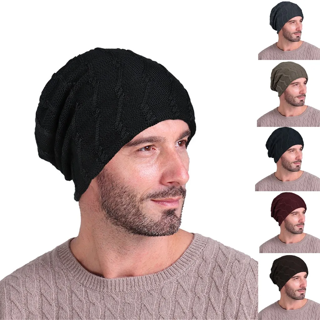 Зимние шапки для мужчин шапка Мужская Skullies Bonnets Индия Эластичный Тюрбан шляпа шерсть Вязание волос потеря головной платок, шарф invierno