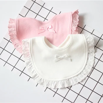 

New Baby Bibs Cute Cotton Triangle Round Lace Bow Princess Bandana Baby Towel Bavoirs Floral Super Soft Baby Bib 0-3years