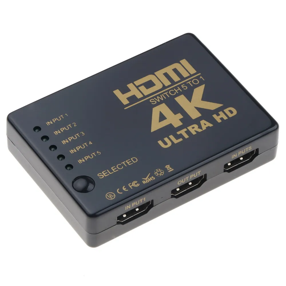 kebidu 5 Port 5 IN 1 Mini HDMI Switch HDMI Splitter Switcher Box