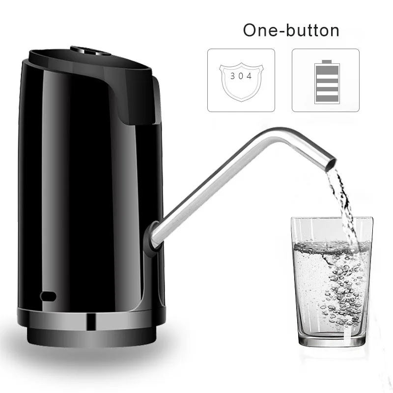 Беспроводной Электрический водяной насос для бутилированной воды перезаряжаемый мини-диспенсер для питьевой воды для бутылок Автоматическая - Цвет: black-one-button