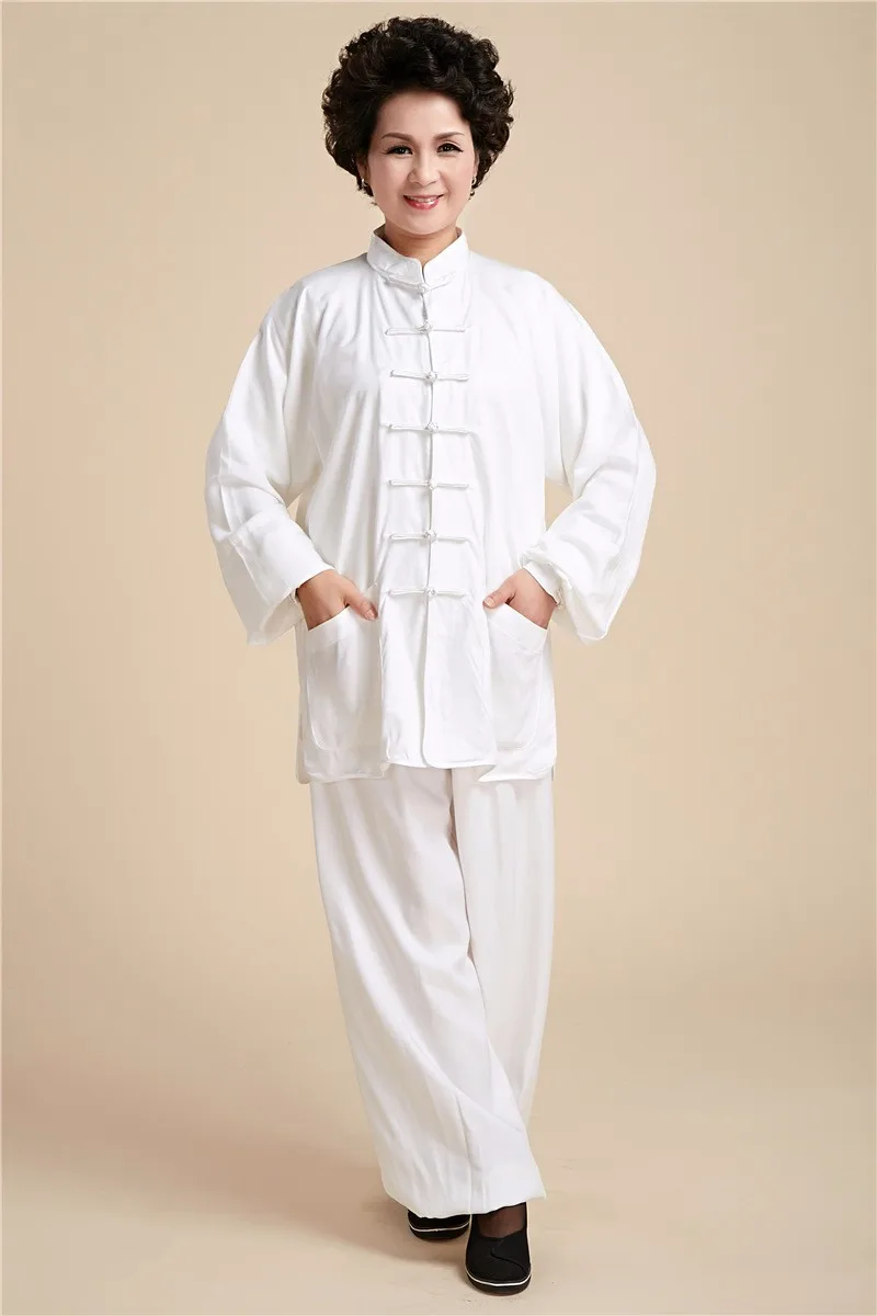 Стиль белый китайский женский костюм кунг-фу высокого качества хлопок Тай Чи XXS XS S M L XL XXL XXXL 2527-2