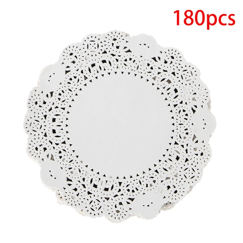 

180Pcs White Round Lace Paper Mats Coasters Placemat Craft Coasters Placemats Wedding Events Party Table Gift