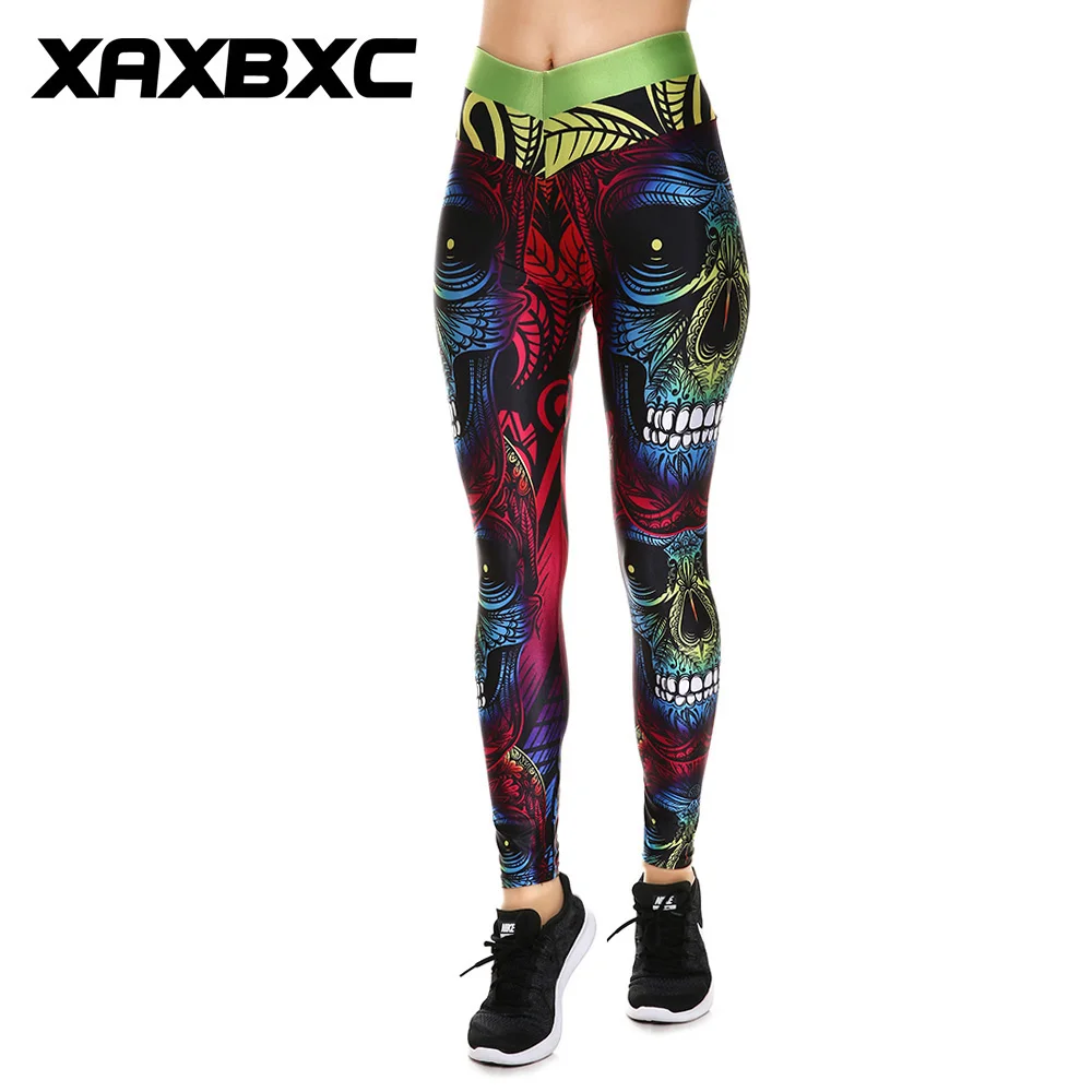 XAXBXC 035 сексуальные тонкие штаны для девочек супергерой Капитан Америка щит печать V Высокая талия эластичные тренировки фитнес тонкие женские леггинсы