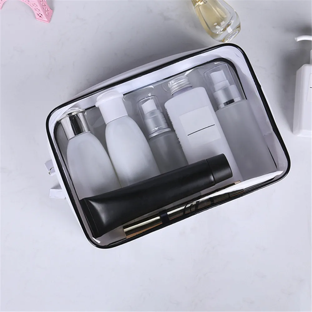 DEZEMIN White Transparent Cosmetic Bag with Dual Zipper Makeup Pouch, 2 Sizes (1)