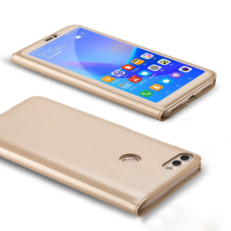 Uftemr Coque для huawei Y9 2018 Чехол книжка с окошком кожаный чехол Магнитный Y 9 Enjoy 8 Plus 5