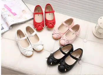 

New Spring Autumn Girls Casual Shoes Children Shoes Black/White/Pink/Red Princess female Students Leather Shoes 4 Color EU 21-36