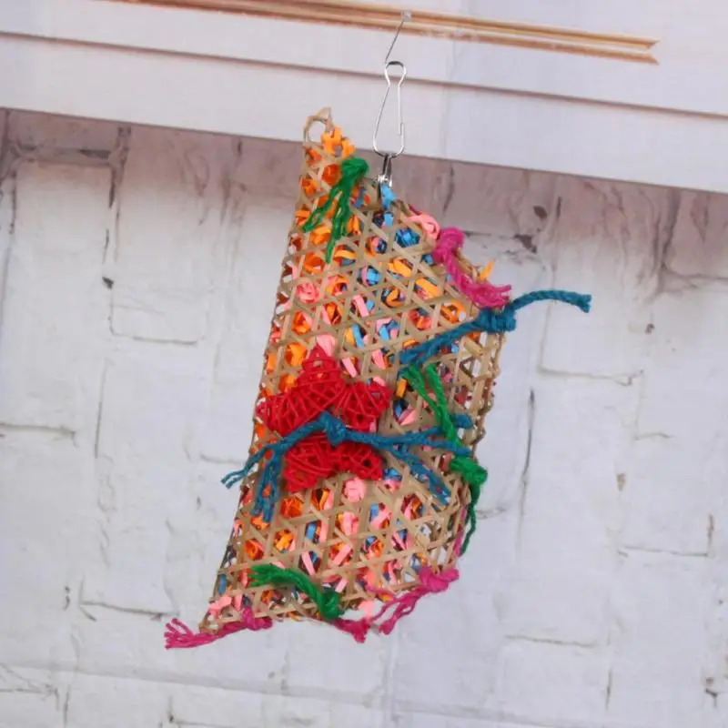 Bird Toys Colorful Bamboo Weave Wooden Swing Parrot Toys Climbing and Biting Bird Cage Accessories parrot toy,bird toy,bird cage accessories,bird swing toy