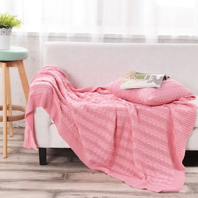 Хлопковое однотонное теплое трикотажное одеяло для детей, спальное постельное белье, плед для дивана, домашнее Клетчатое одеяло для пикника, автомобиля, s