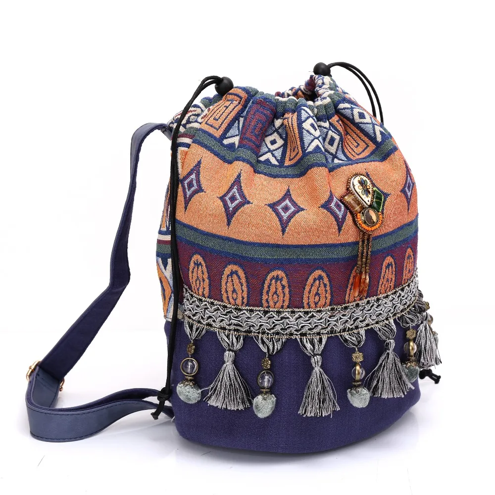 Женский рюкзак в богемном стиле, красивые женские сумки, Холщовая Сумка на плечо, бохо, хлопковая тканевая сумка, национальные этнические сумки, ранец