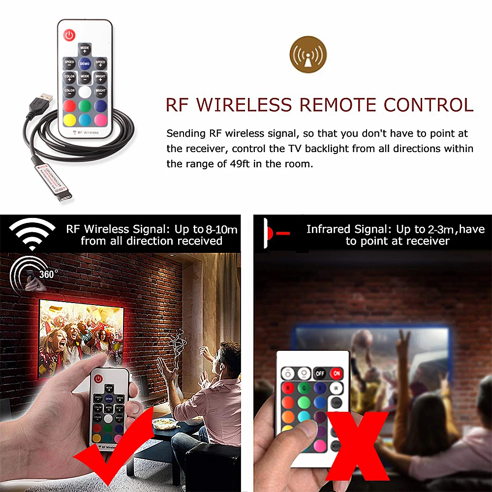 LED ضوء تحت الكابين الأبيض/الدافئة الأبيض RGB شريط ليد مزود بيو إس بي المطبخ خزانة ليلة ضوء RF عن بعد للمنزل خزانة عدسة ليد ثنائية الشريط