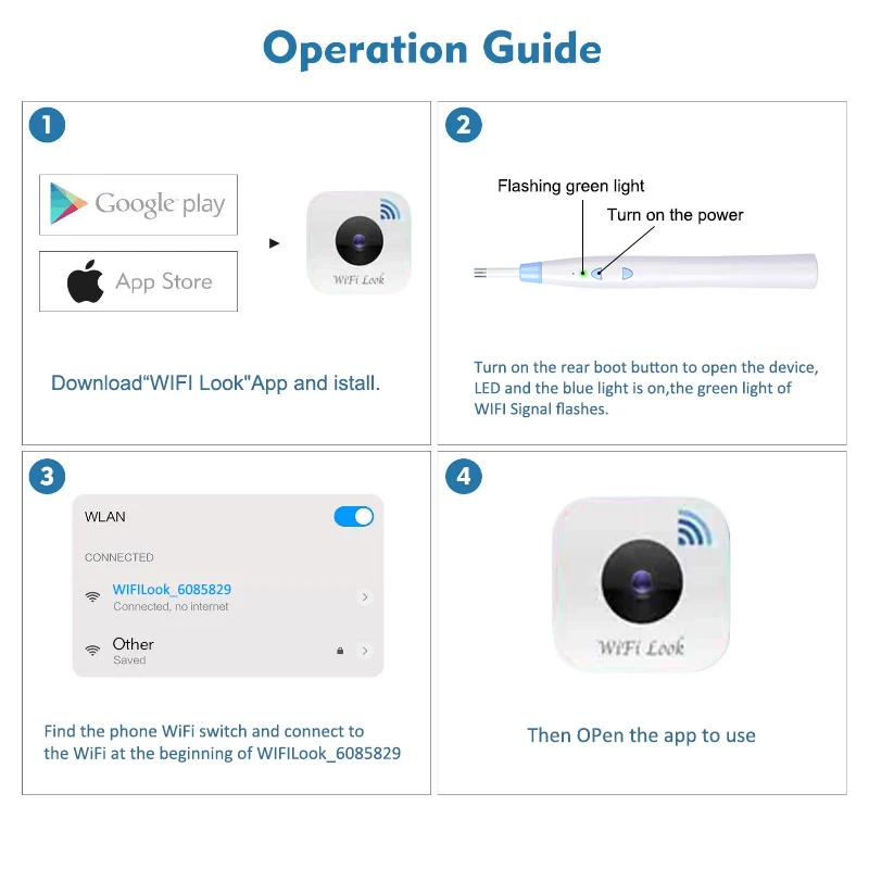 WiFi Otoscope Wireless Ear Endoscope with 6 LED Lights Ear Endoscope Camera Earwax Cleaning Tool for iPhone,IOS,Android ,Samsung WiFi Otoscope Wireless Ear Endoscope with 6 LED Lights Ear Endoscope Camera Earwax Cleaning Tool for iPhone,IOS,Android ,Samsung