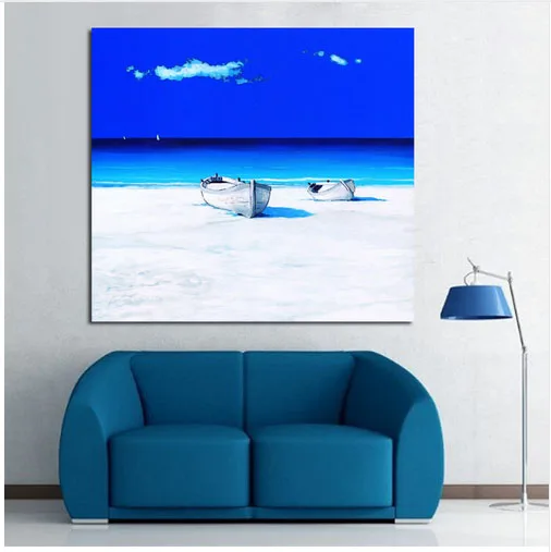 

Handpainted Blue Sky Seaside View Oil Painting Abstract Wall Art on Canvas Modern Abstract Art Wall Sticker Pictures Home Decor