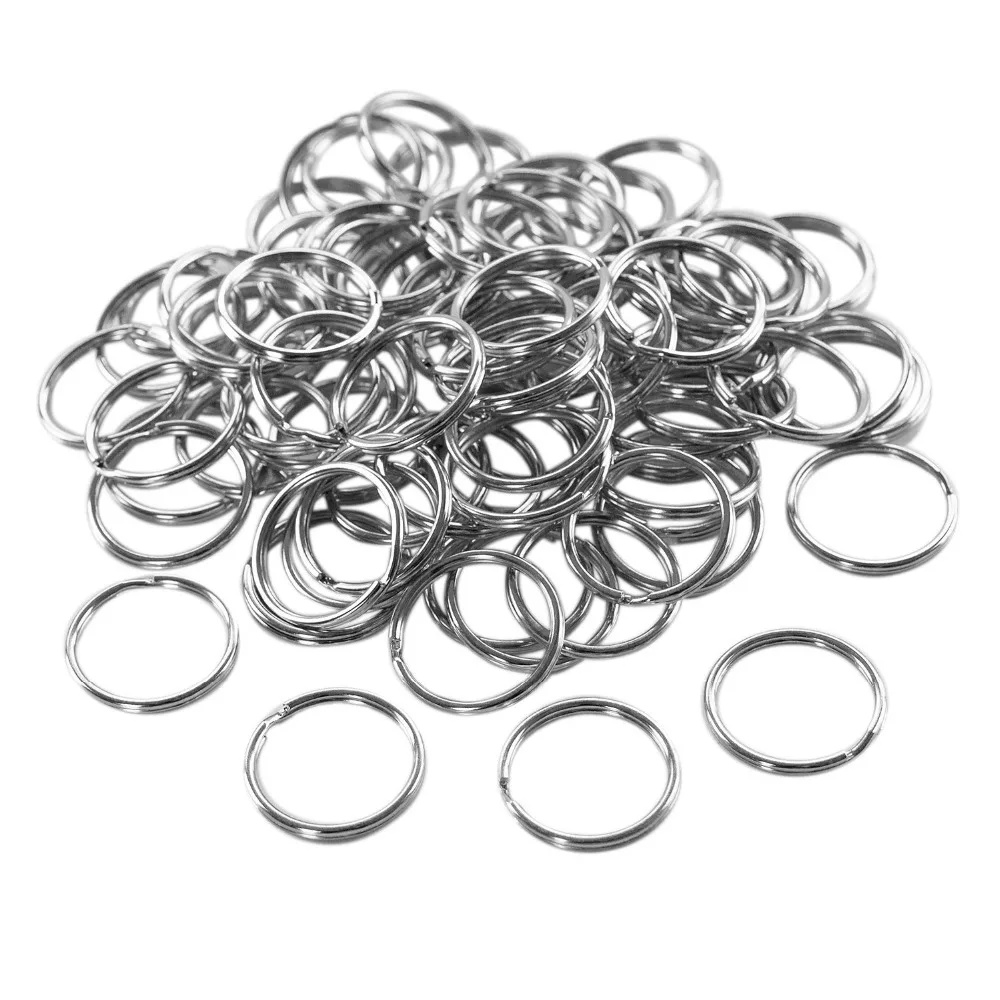 100 шт 25 мм никелированная Серебряная сталь круглый Обрезной Сплит круглый брелок кольцо зажимы ключи организации для изготовления ювелирных изделий
