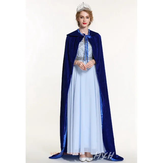 Disc Elegant Pageant Velvet Cloak Full Length 71" Luxury Europe Style Robe Medieval Cape Shawl Cosplay Party Queen Princess Costumes 