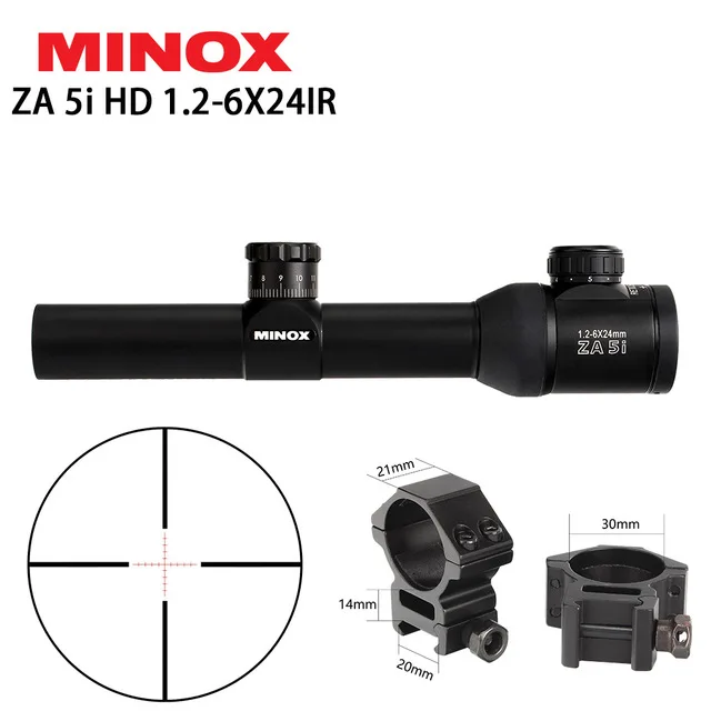 MINOX ZA 5i HD 1,2-6X24IR компактная Охотничья винтовка прицел длинный глаз рельеф тактический оптический прицел оптические прицелы - Цвет: Черный