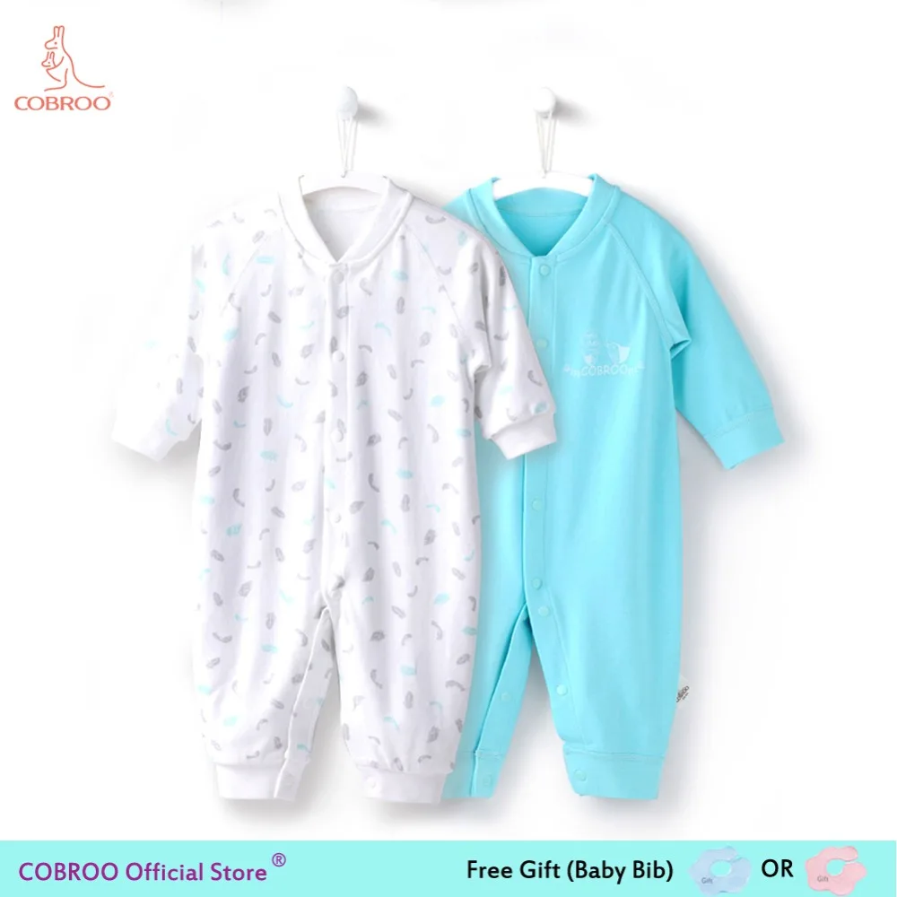 

Newborn Baby Clothes Boy Rompers 0-12 months 2018 Spring Cut Feather Pattern Baby Clothing Costume Baby Rompers Blue 150067