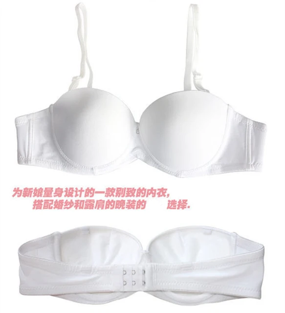 Mozhini White black color adjustable straps thicken cup brassiere half cup  padded duoble cup push up bra gather breast brassiere - AliExpress