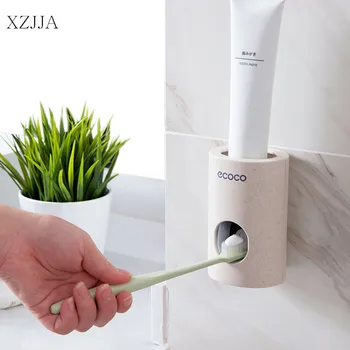 

XZJJA Self-adhesive Automatic Toothpaste Dispenser Toothpaste Squeezers Bathroom Wall Mount Dust-proof Toothpaste Holder