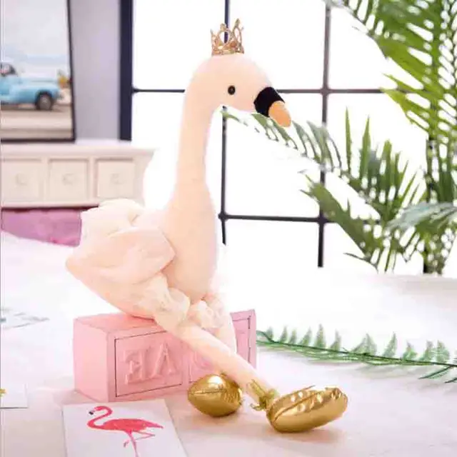 Stuffed Swan Flamingo Peacock Plush Toys with crown Stuffed Animals Doll Soft Toy for Children Girls Gift Home Decoration