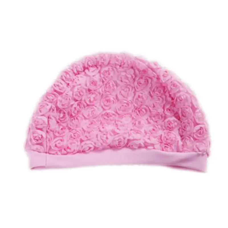 Новая детская шапочка для плавания для девочек, милая креативная Водонепроницаемая Защитная мягкая дышащая шапка с объемным цветком, легкие аксессуары для плавания - Цвет: Розовый