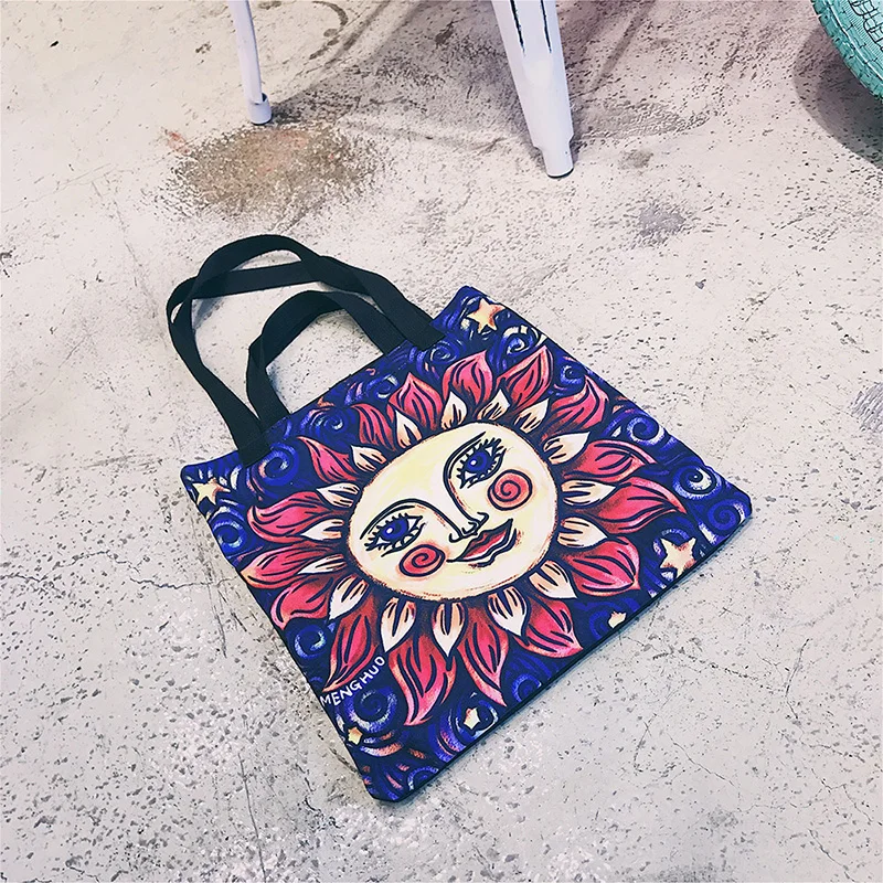Menghuo Original Design New Tarot Canvas Handbags Printed Bags Beach Bags Large Capacity Tote Women Casual Shopping Bags Bolsa (61)