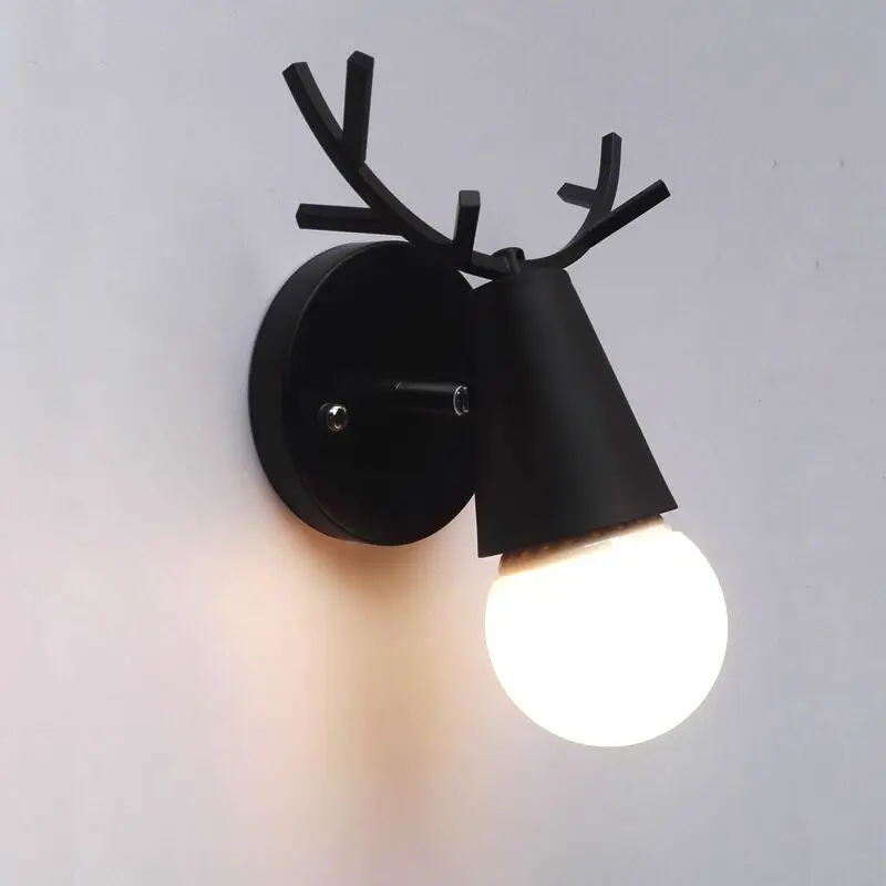Современные Простые Настенные светильники железная винтажная маленькая голова оленя настенная лампа светодиодная для детская спальня балкон прикроватные люстры