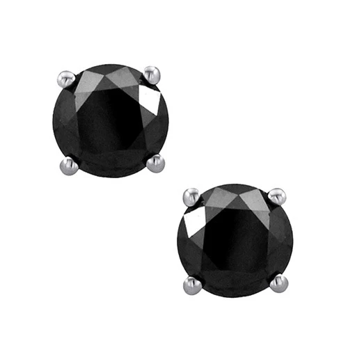 1 1/4 ct. tw. Black April Birthstone Diamond Earrings in 10k White Gold