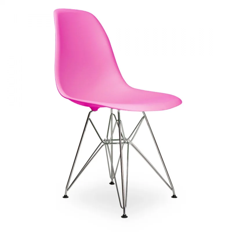 

6 pieces for a lot Casual PP Side Dining Chairst Steel Legs Color Pink