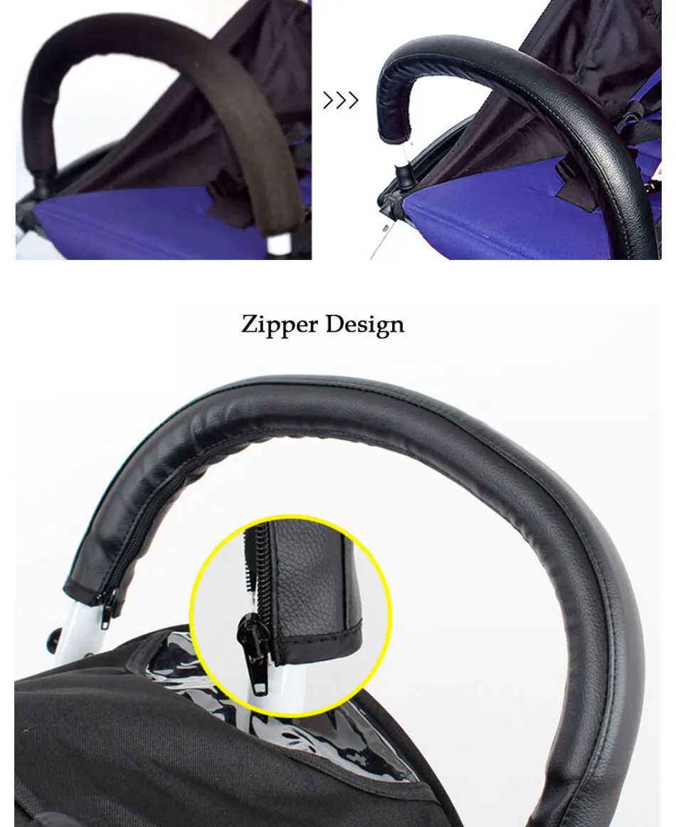 Pram Stroller Accessories Leather Covers Handle Wheelchairs Baby Stroller Armrest Pu Protective Case for